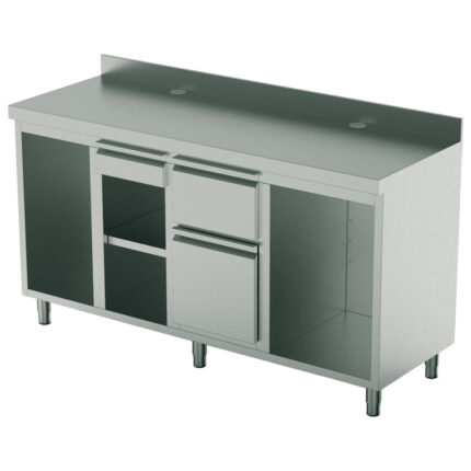 Coffee machine counter 2000x600 mm with drawer, coffee ground drawer, waste bin, 2 machine compartments