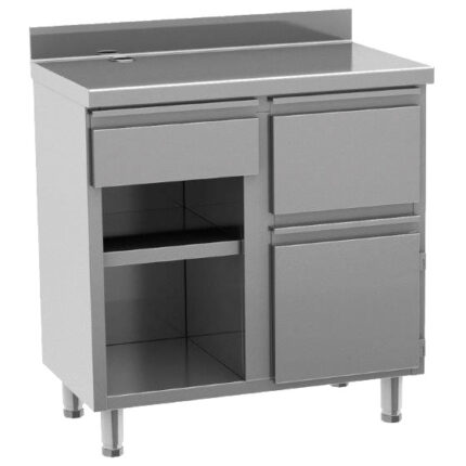 Coffee machine counter 1000x600 mm with drawer, coffee ground drawer, closed cabinet