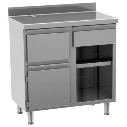 Coffee machine counter 1000x600 mm with drawer, coffee ground drawer, closed cabinet