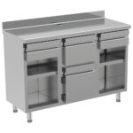 Coffee machine counter 1500x600 mm with 2 drawers, coffee ground drawer, closed cabinet