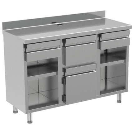 Coffee machine counter 1500x600 mm with 2 drawers, coffee ground drawer, closed cabinet