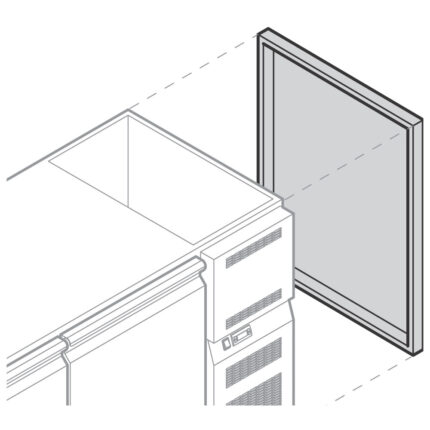 End side cover panel for refrigerated beverage counters, 590x850 mm