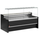 Ventilated refrigerated counter display with straight glass panel 90° with storeroom - BLACK
