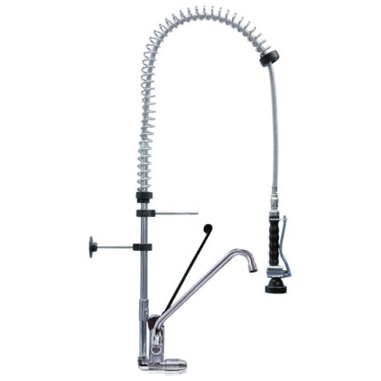 pre-rinse unit on single lever monobloc tap with swivelling spout, connection 1/2