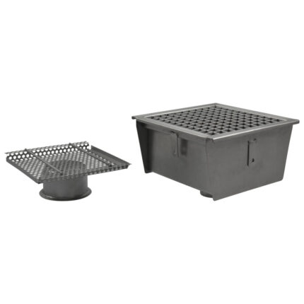 Floor gutter with grating, vertical discharge ø 63 mm and filter, 300x300x150 mm