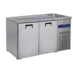 Serving counter with 1 bowl right and 2 doors for kegs of 50 litres