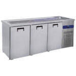 Serving counter with 1 bowl right and 3 doors for kegs of 50 litres