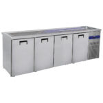 Serving counter with 1 bowl right and 4 doors for kegs of 50 litres