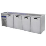 Serving counter with 1 bowl left and 4 doors for kegs of 50 litres