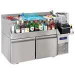 Cocktail bar station refrigerated 2 drawers with sink and ice bowl 1200x600 mm