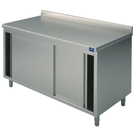 Neutral work cupboard with sliding doors and upstand, 900x500 mm