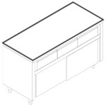 Neutral work cupboard with 3 horizontal drawers, with sliding doors, without upstand, 1600x600 mm