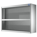 Wall cupboard with middle shelf, open, 1500x400 mm