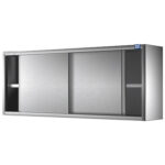 Wall cupboard with sliding doors and middle shelf, 2000x400 mm