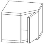 Wall cupboard, corner model, with door, 700x700 mm
