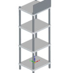 Advertising shelving made of Stainless steel with 4 shelves, 700x600x2000 mm