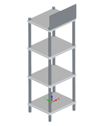 Advertising shelving made of Stainless steel with 4 shelves, 700x600x2000 mm