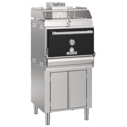 Charcoal oven on heated cabinet for approximately 110-130 dishes with heating rack