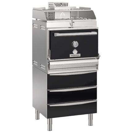 Charcoal oven on heated drawers block for approximately 110-130 dishes with heating rack