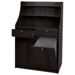service cupboard with 2 drawers, 1 bin, 1 door and shelf upstand - colour black