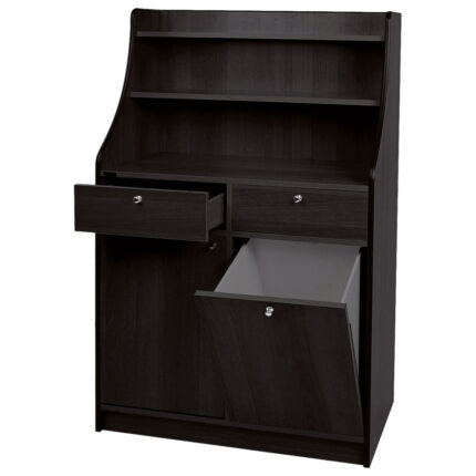 service cupboard with 2 drawers, 1 bin, 1 door and shelf upstand - colour black