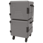 Thermo box neutral on castors, 7+7x GN 2/1 h=65 mm