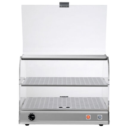 Heated display case 2 levels with curved glass front, +40°C