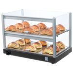 Heated display case 2 levels with straight glass front, +70°C