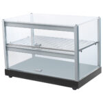 Neutral display case 2 levels with straight glass front