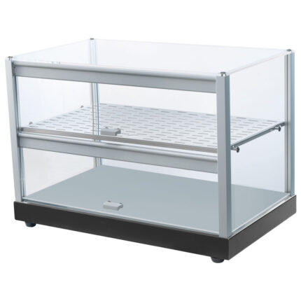 Neutral display case 2 levels with straight glass front