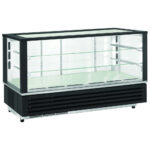 Refrigerated counter display with 2 glass shelves and sliding doors, -1°/+5°C
