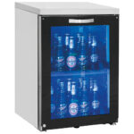 Undercounter refrigerator right side with 1 hinged glass door, 30/50 bottles