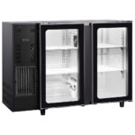 Undercounter refrigerator with 2 hinged glass doors, 380 litres, -2°/+8°C - black painted