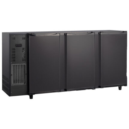 Undercounter refrigerator with 3 hinged doors, 587 litres, -2°/+8°C - black painted