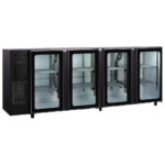 Undercounter refrigerator with 4 hinged glass doors, 794 litres, -2°/+8°C - black painted