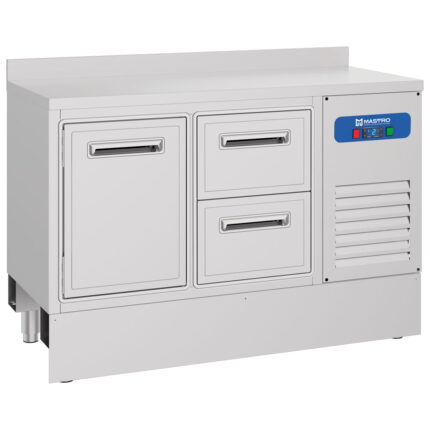 Refrigerated bar counter with 1 door and 2 drawers, 1410x600 mm, 310 litres, -2°/+8°C