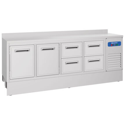 Refrigerated bar counter with 2 doors and 4 drawers, 2335x700 mm, 645 litres, -2°/+8°C