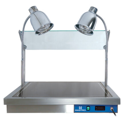 Carvery station with sneeze guard, 2x GN 1/1 with 2 halogen lamps
