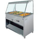 Bain marie counter 4x GN 1/1 with vertical front glass, +30°/+90°C