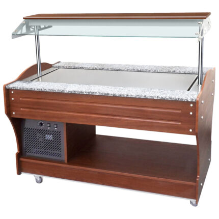 cold buffet with static refrigerated top, island model, 4x GN 1/1, canopy not lowerable