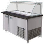 Refrigerated preparation counter with 3 doors and vertical front glass, 5x GN 1/1, 0°/+10°C