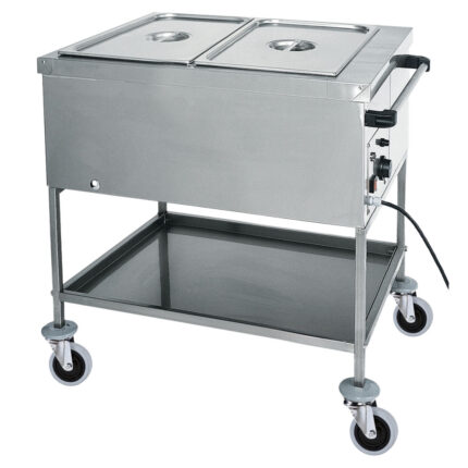 Bain-marie trolley with bottom shelf, 2x GN 1/1 h=200 mm, 1 temperature zone