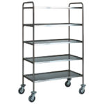 Service trolley in stainless steel with 5 levels