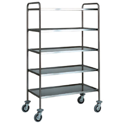 Service trolley in stainless steel with 5 levels