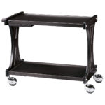 Wooden service trolley with 2 levels, colour black