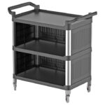 Multi-service trolley made of plastic with 3 levels, closed on 3 sides, 520x960 mm