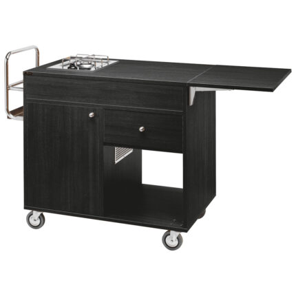 Flambee trolley with 2 burners - LPG - colour black