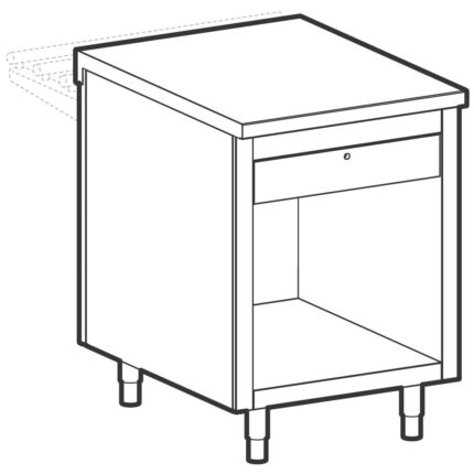 Terminal cash-desk unit, with lockable drawer and electrical socket