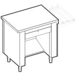 Frontal cash-desk unit, right, with footrest, with lockable drawer and electrical socket