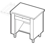 Frontal cash-desk unit, left, with footrest, with lockable drawer and electrical socket